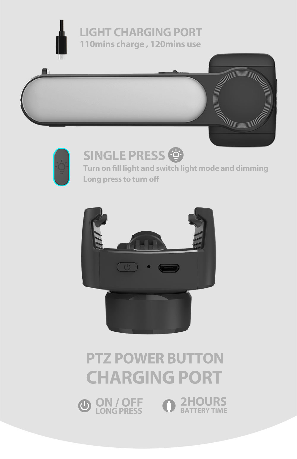 Pro Selfie Stick with Wireless Gimbal & Light