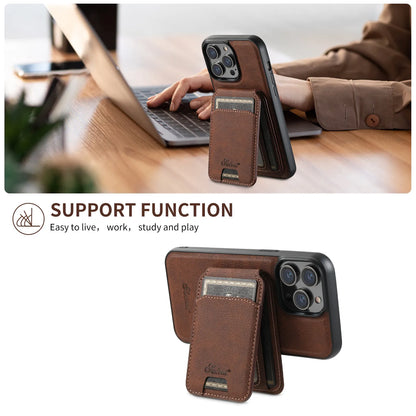 Magnetic MagSafe Card Holder 2 in 1 Leather Phone Case